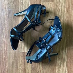 Black Strappy Leather Heels